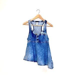 Diesel asymmetrical denim camisole with buttons. S